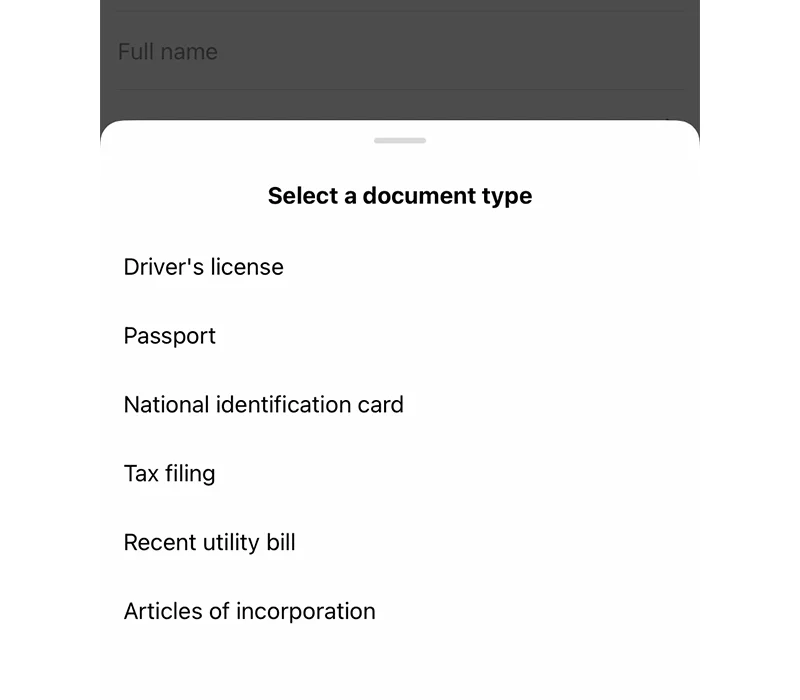 Dokumenttyper til Instagram -verifikation