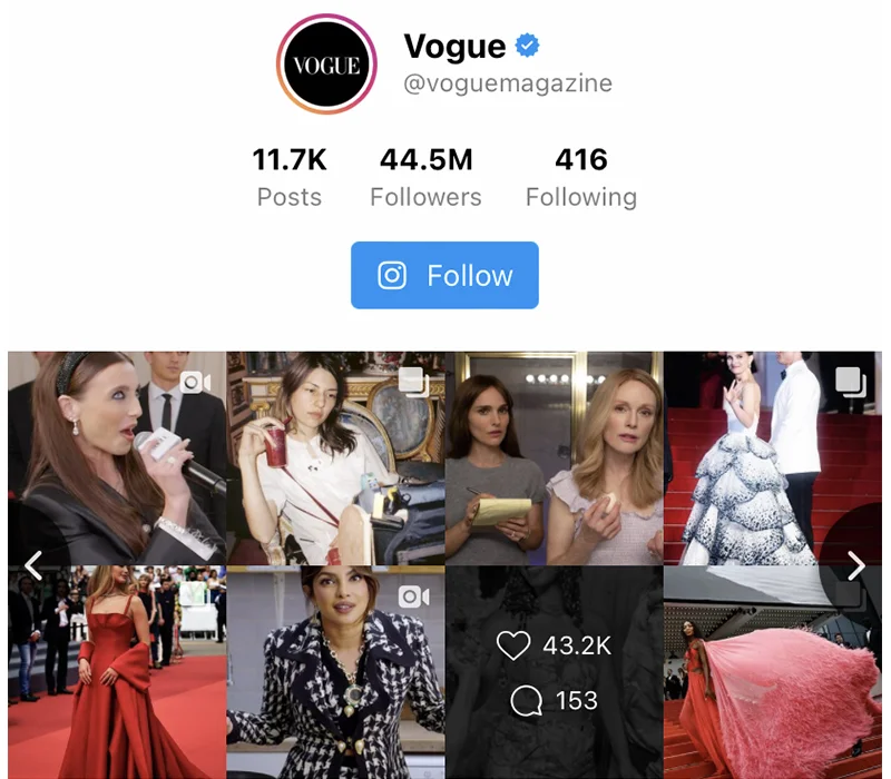 Elfsight Instagram Feed of Vogue account