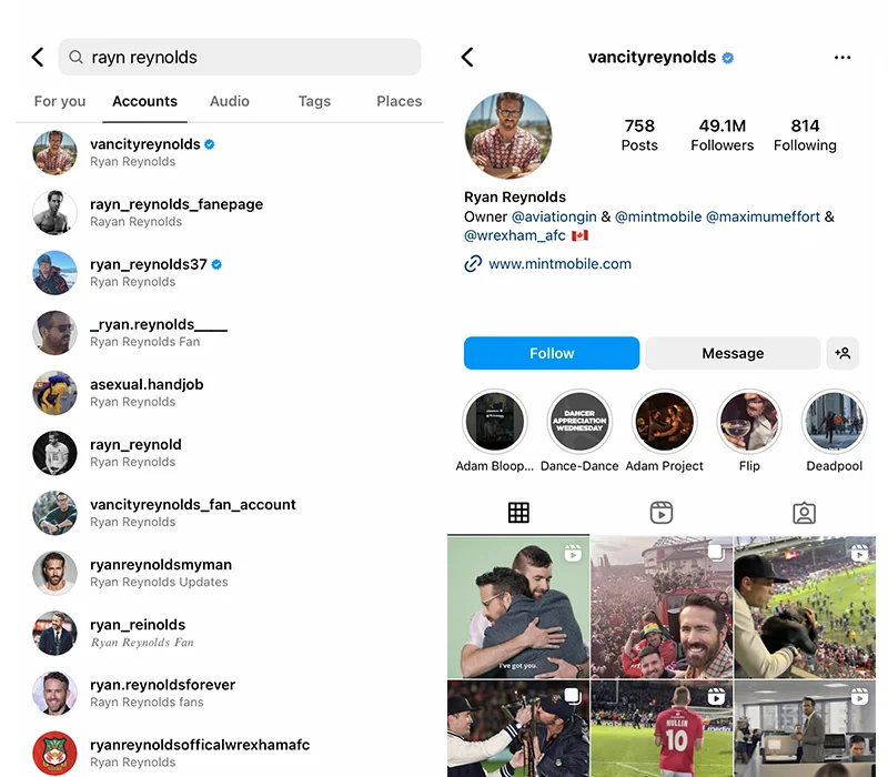 Instagram -verifikation for at undgå falske profiler