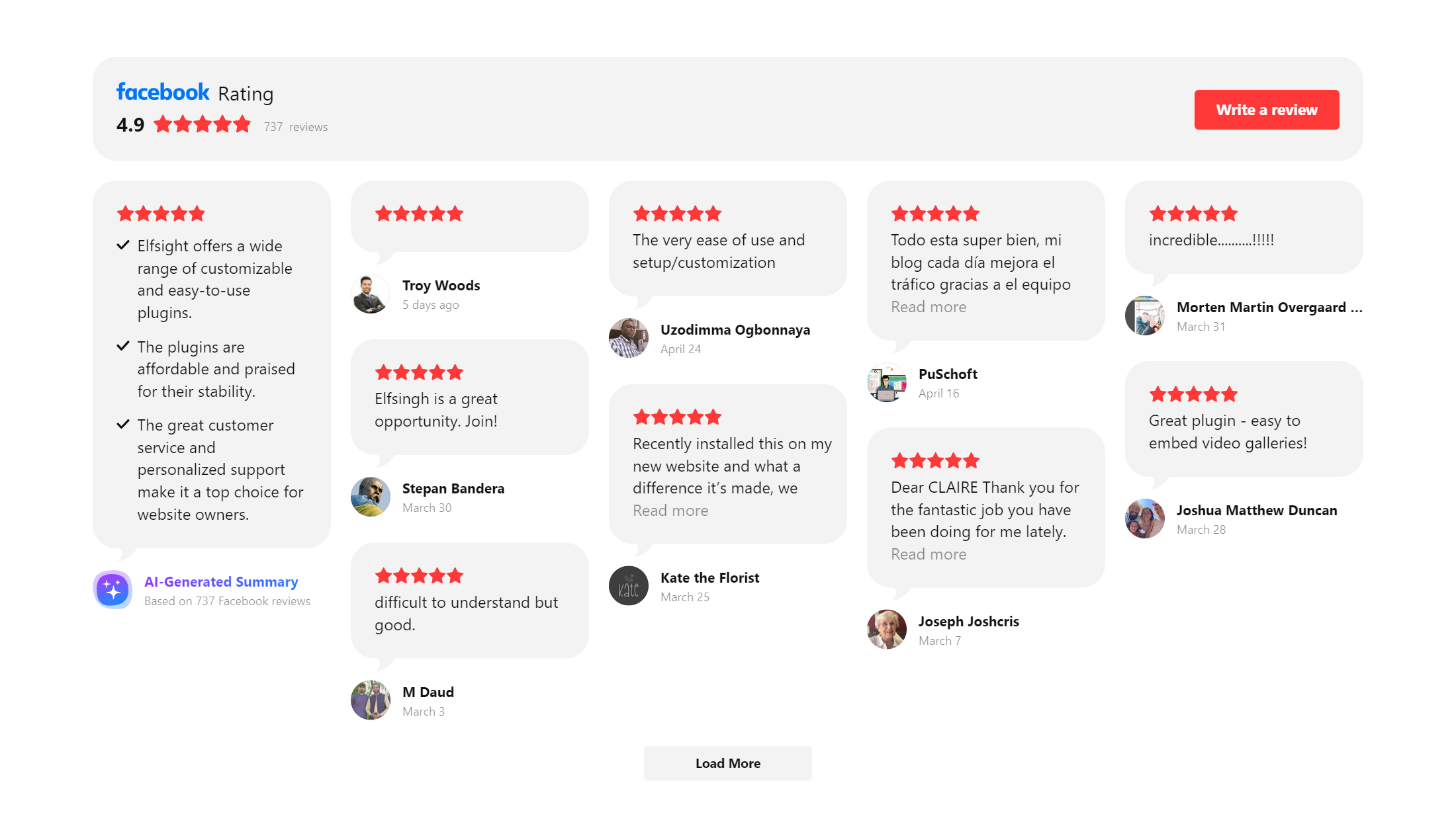 Example 1: Elfsight Customer Reviews