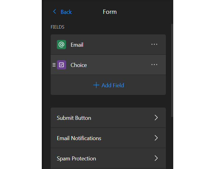 Choice form block in the popup widget