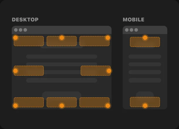 The flexible positioning fits all screen sizes