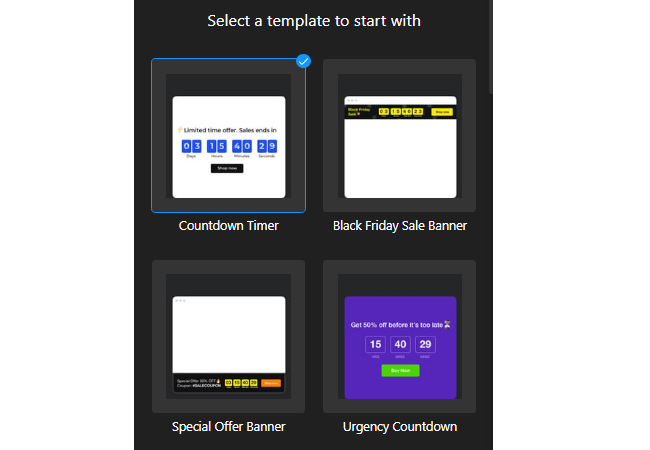 Countdown timer creator templates