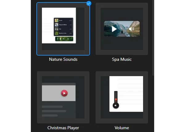 Background music widget templates for website