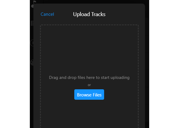 Background music widget track upload