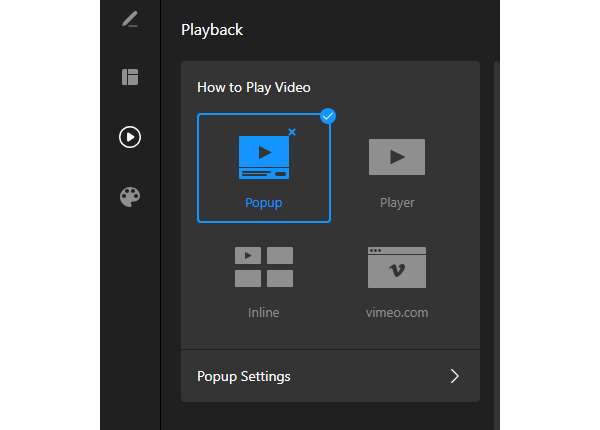 Vimeo Video Gallery widget player settings