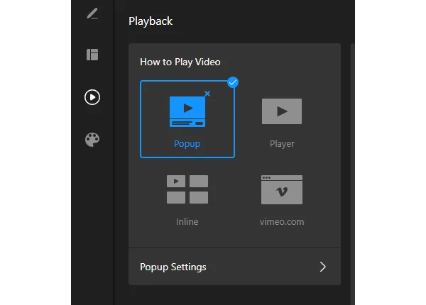 Vimeo Video Gallery widget player settings