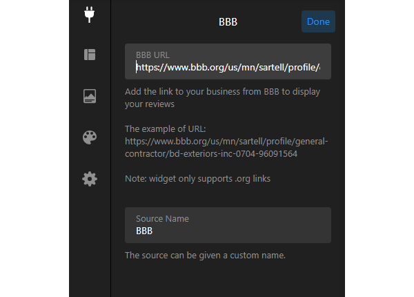 BBB Reviews widget source link