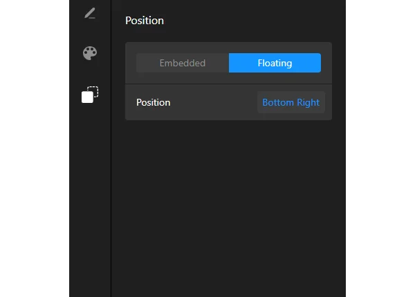 Button website widget placement and layout