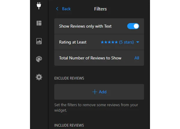 Capterra Reviews widget filtering and sorting