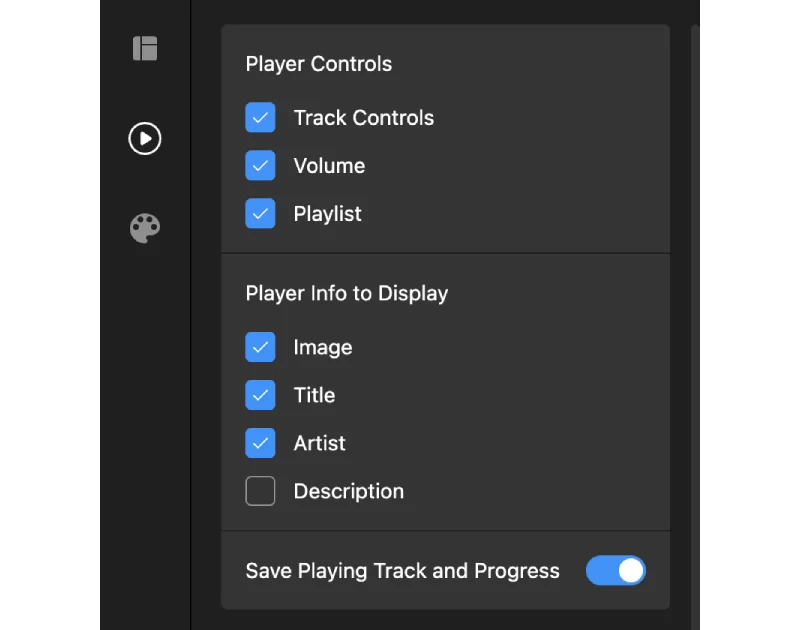 Podcast Player plugin controls for Squarespace website