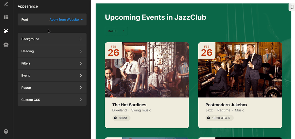 Add event calendar to webflow customization