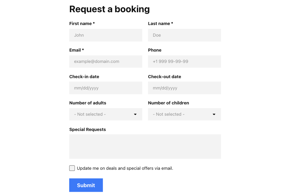 Booking Form Builder widget for Elementor website