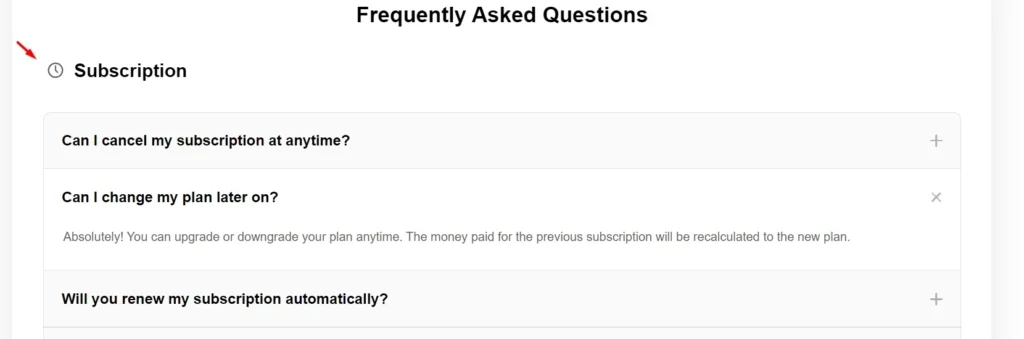 FAQ for Shopify example