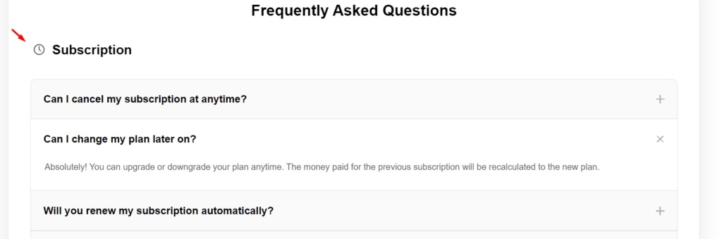 FAQ widget example 1