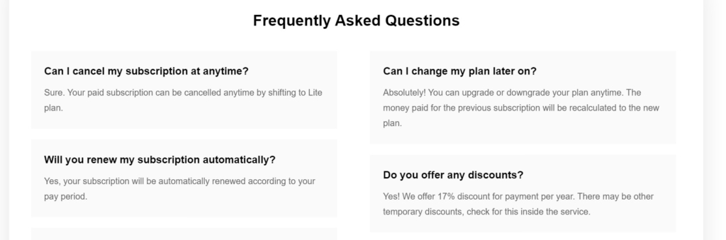 FAQ for Shopify example