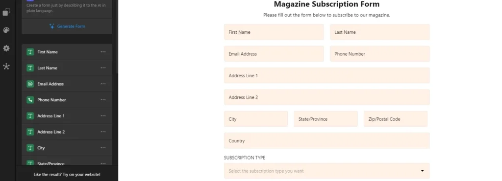 Subscription Form template 4