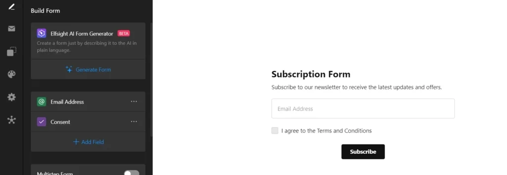 Subscription Form template 1