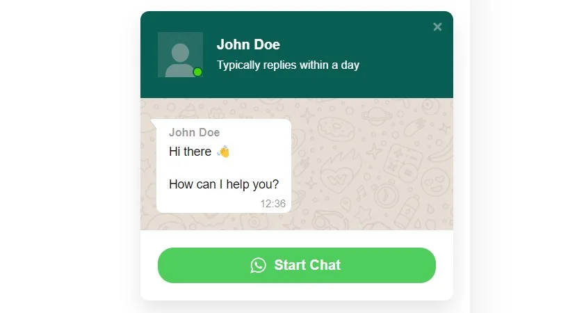 WhatsApp Chat for Wix example 1