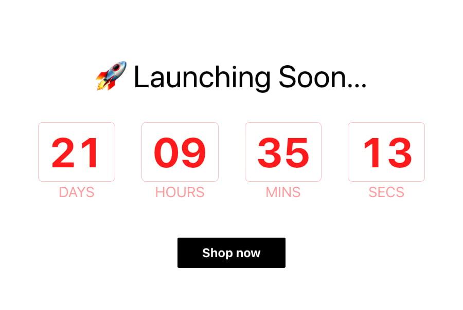 Launch Countdown Timer template for Shopify