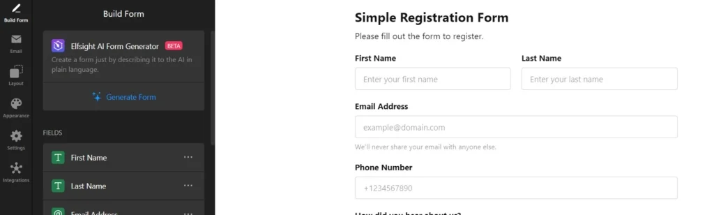 Registration Form for HTML tutorials 2