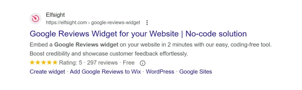 Gain Google rating snippet in search results
