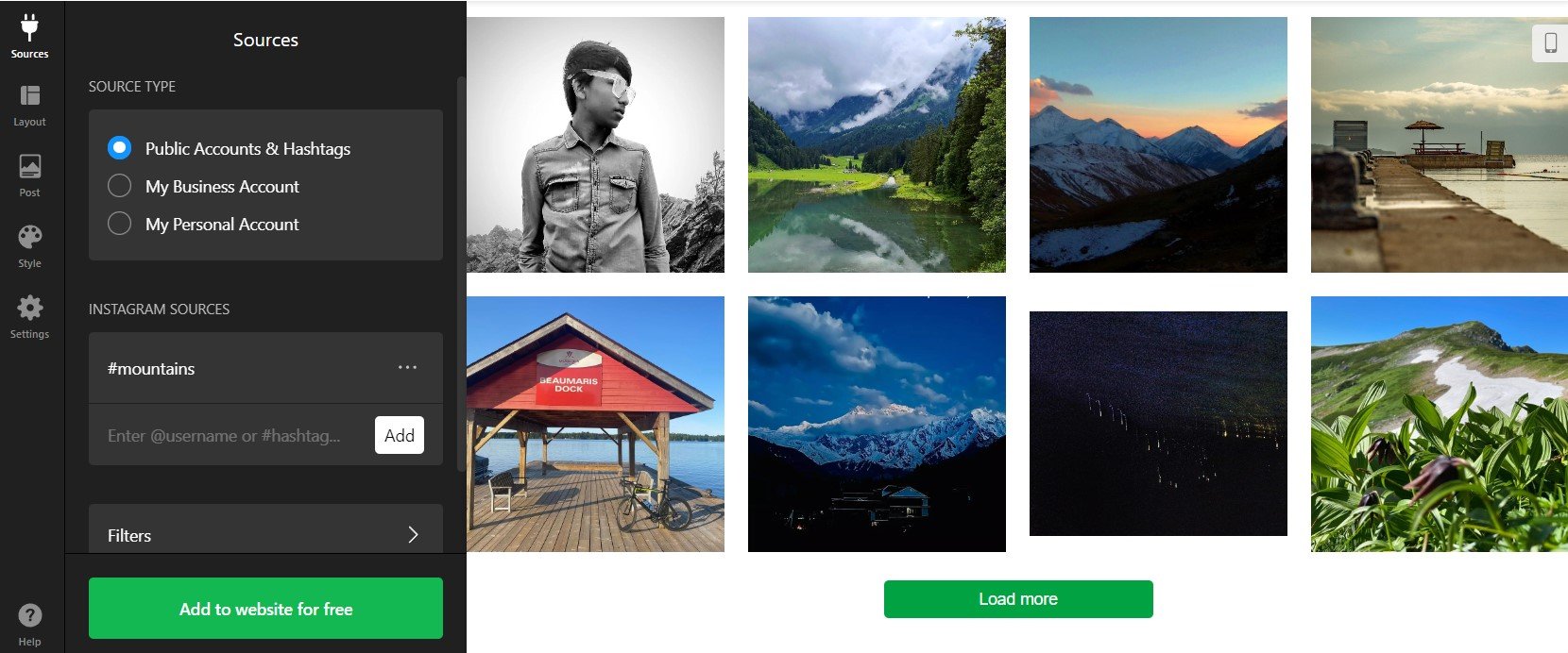 Embed Instagram Feed: connect hashtags