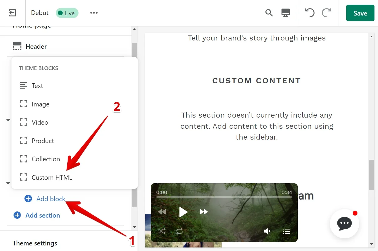 Embed Instagram Feed to Shopify vintage themes step 3.3