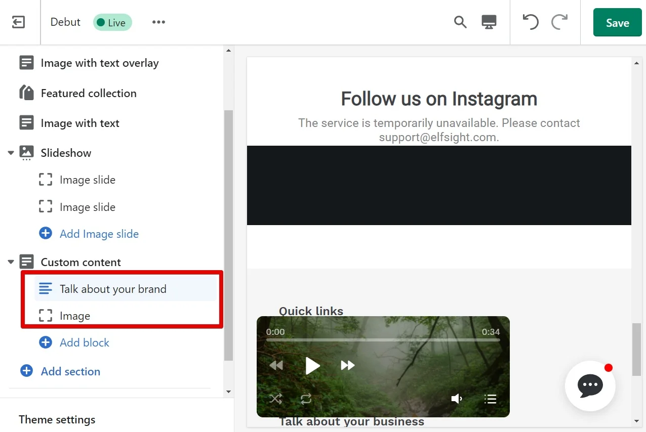 Embed Instagram Feed to Shopify vintage themes step 3