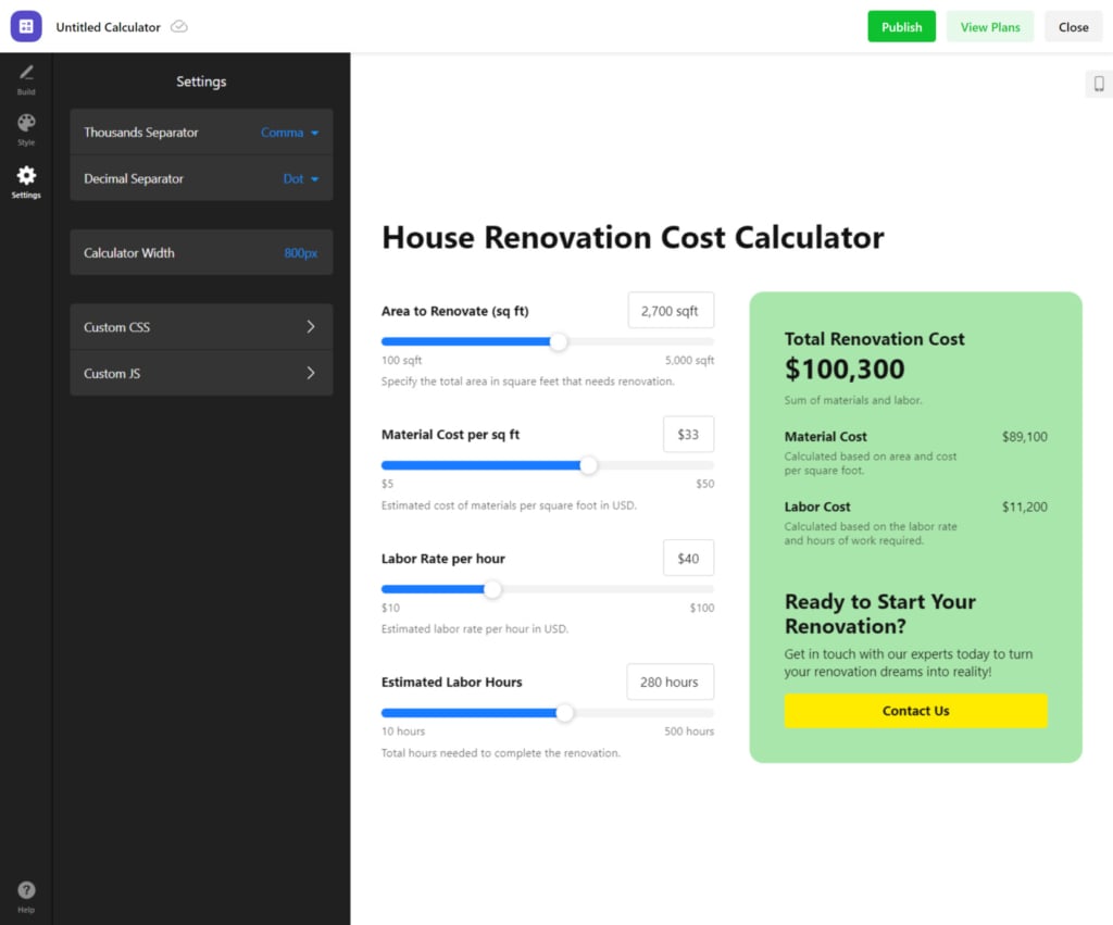 Test your website calculator widget