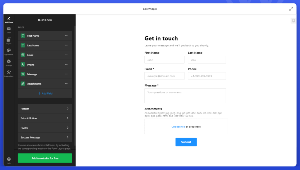 Contact Form Fields