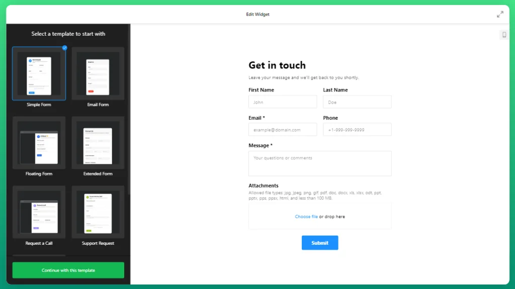 Elfsight Contact Form app for Shopify