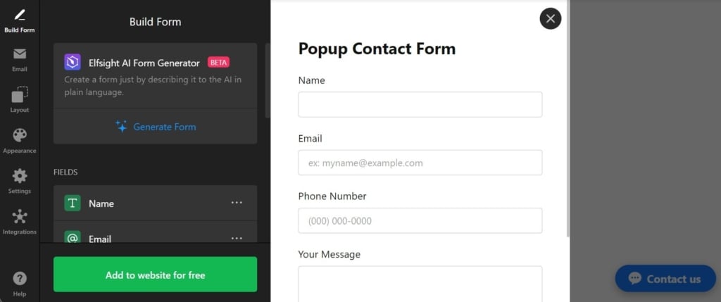 Floating Contact Form