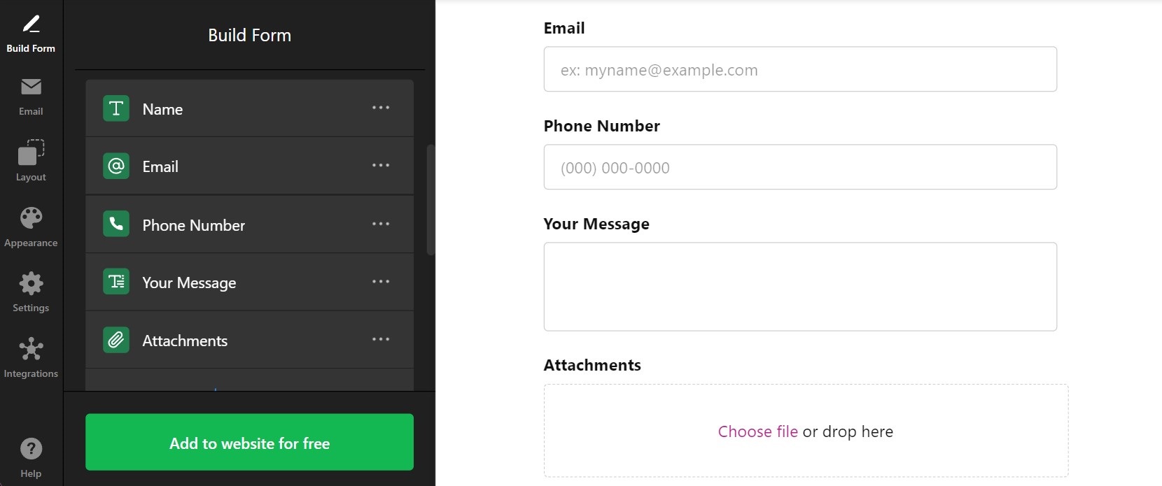 Contact Form Builder - Embed Contact Form for Website (Free)