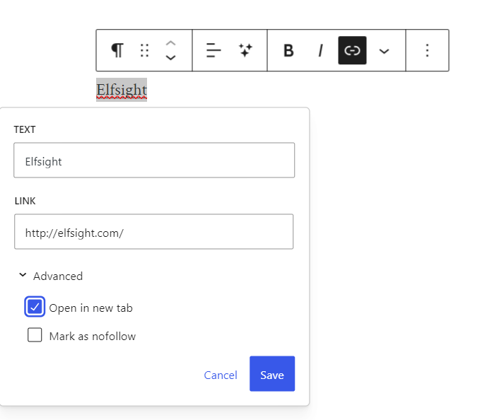 Configure the link's settings