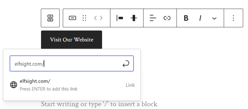 Add a link to a button in WordPress