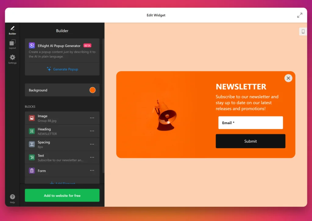 Newsletter Popup plugin for WordPress