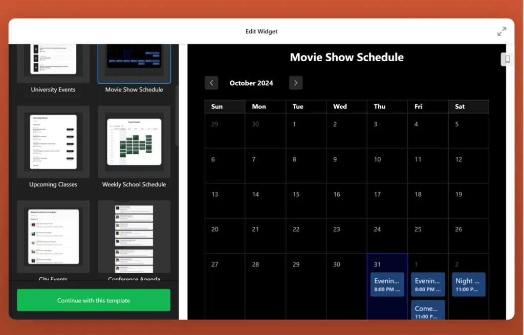 Elfsight Event Calendar widget for website HTML code