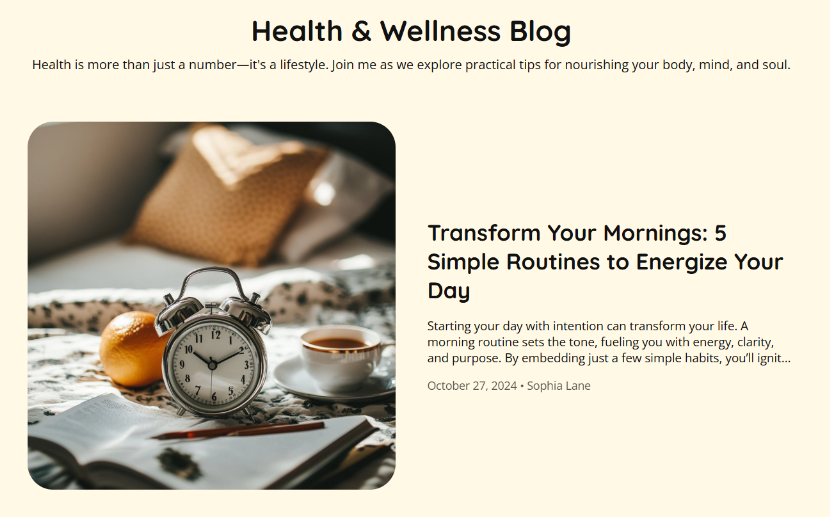 Health and Wellness Blog Template