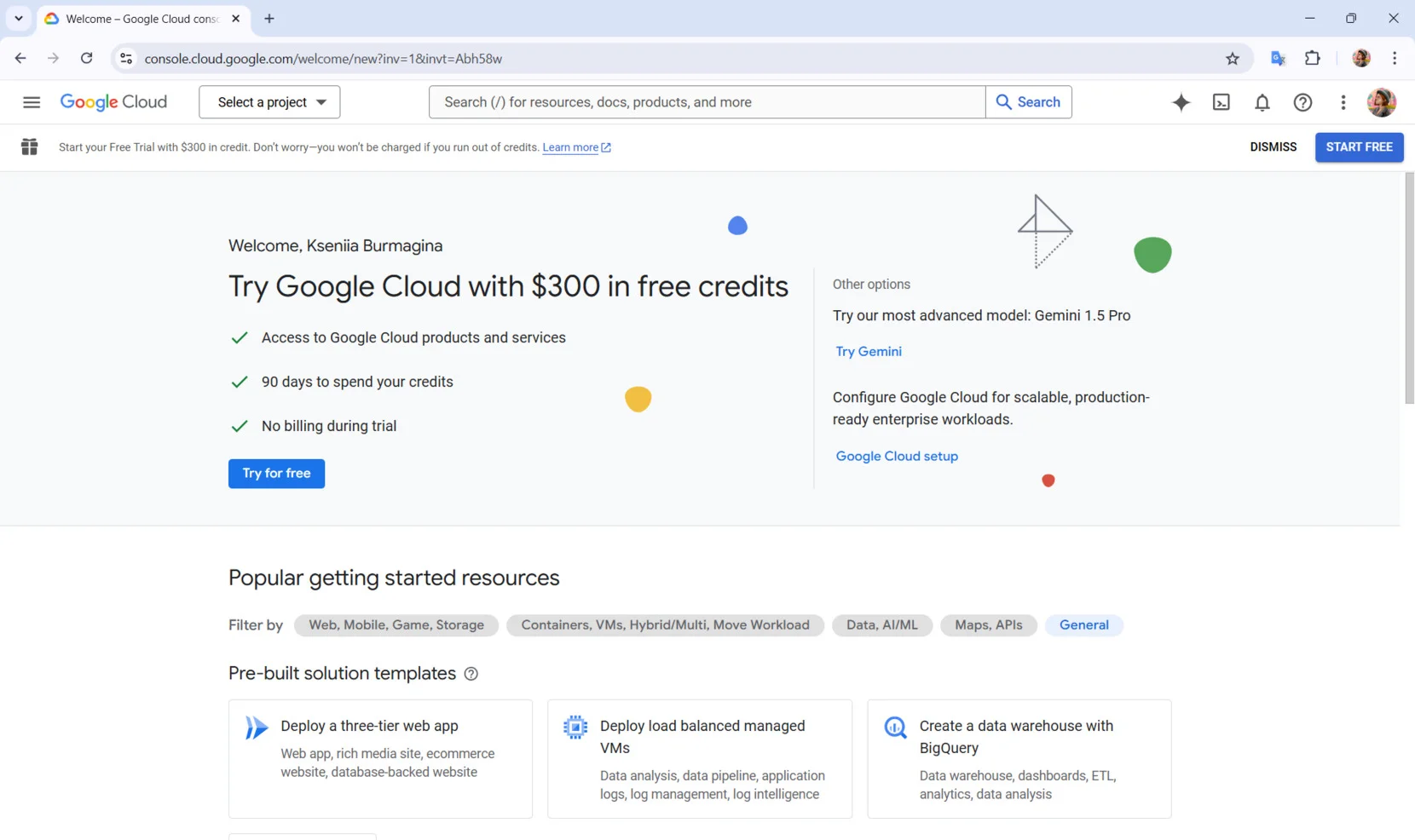 Open the Google Cloud Console