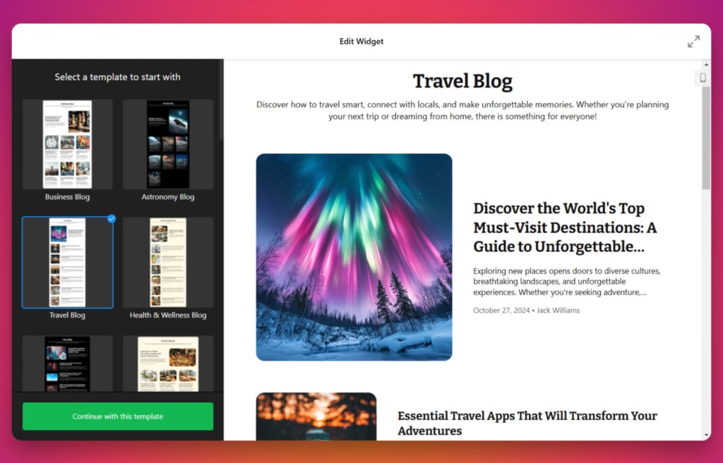 Google Sites blog examples - travel