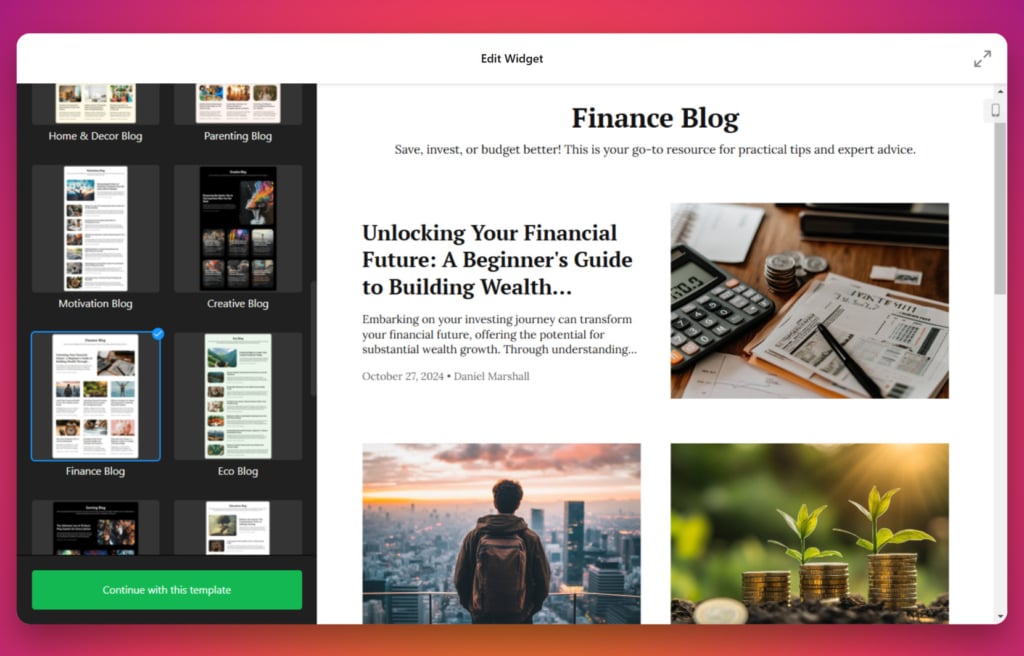 Google Sites blog examples - finance