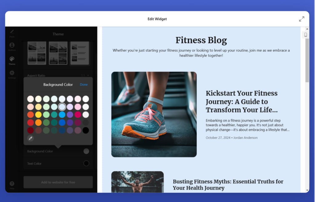 Customize the blog's appearance