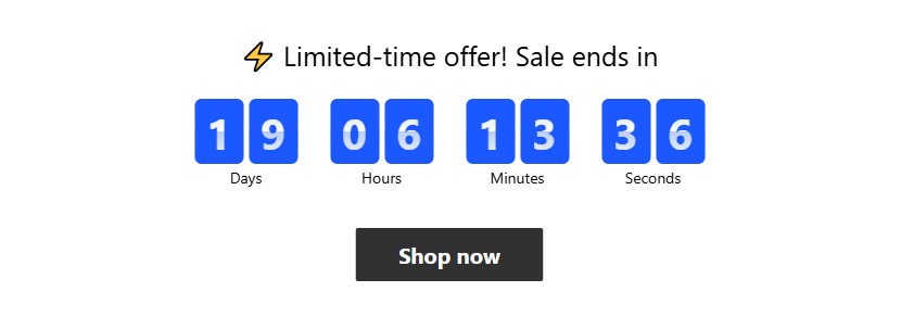 Examples of Social Proof on Website: Countdown Timer