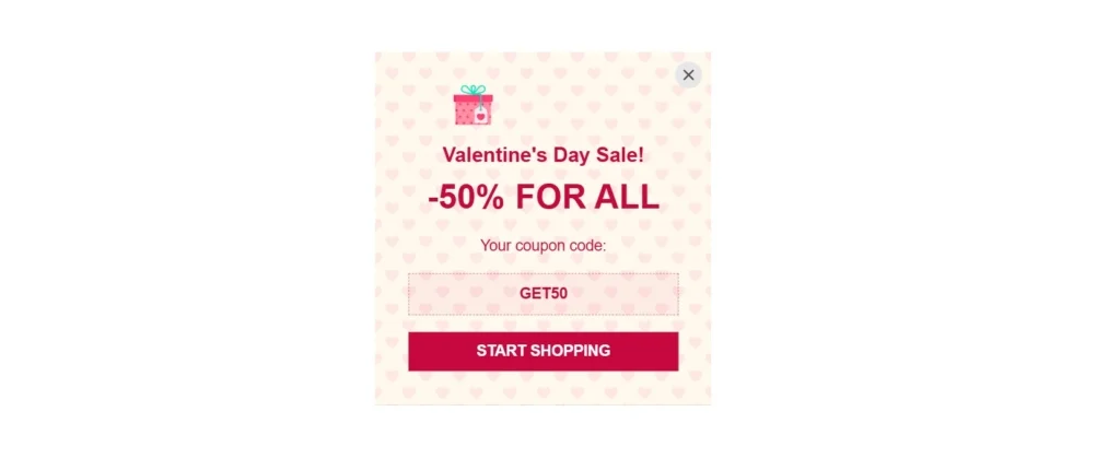 Popup Examples: Valentine's Day Popup