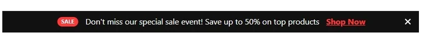 Announcement Bar Examples: Sales Announcement Bar