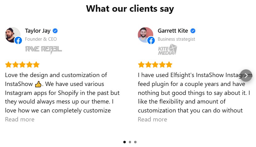 Social Proof Examples: Testimonials Slider