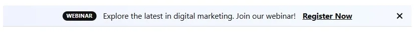 Announcement Bar Use Cases: Webinar Announcement