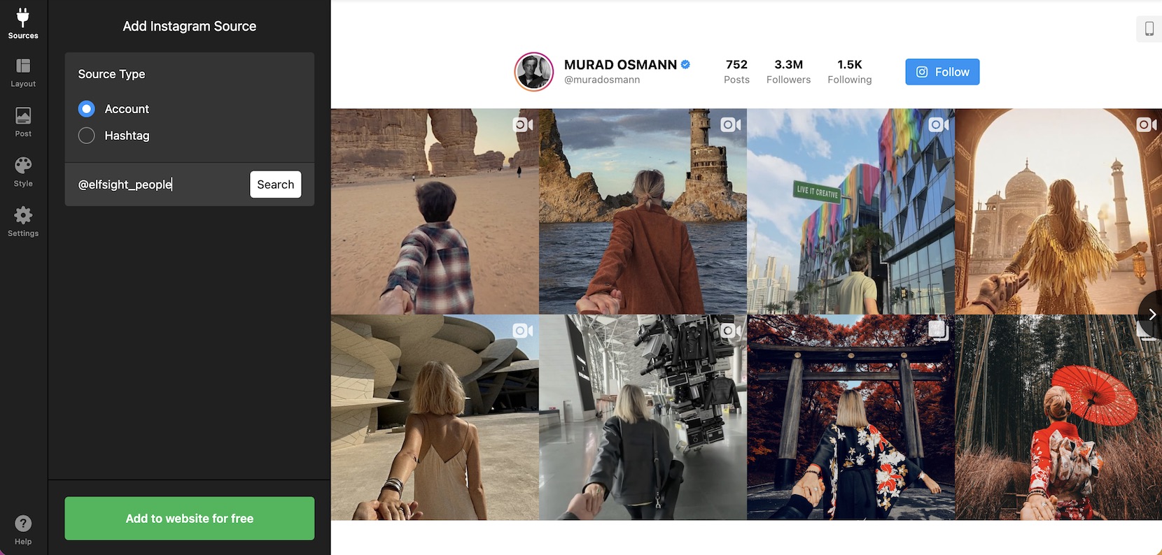 Connect your account to add Instagram Feed to Wix website