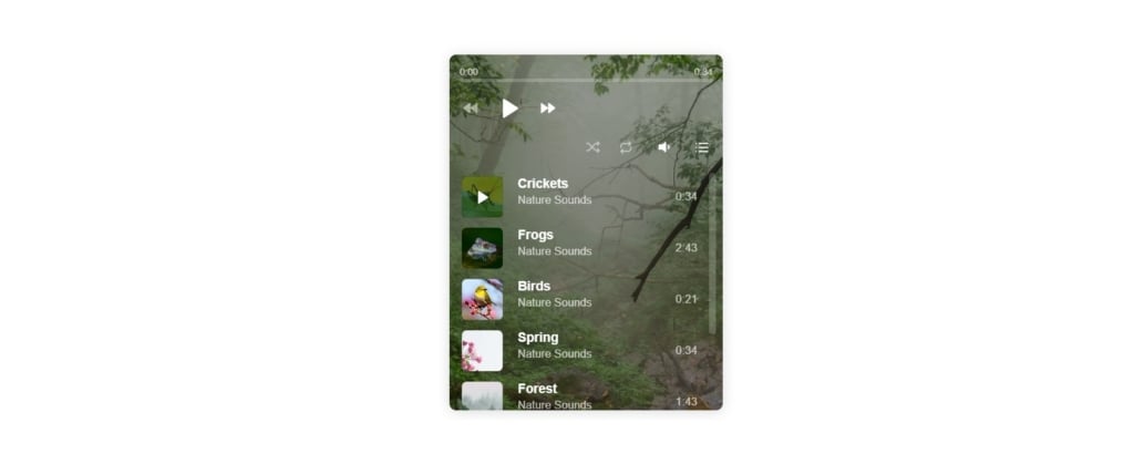 Audio Player Example: Nature Sounds